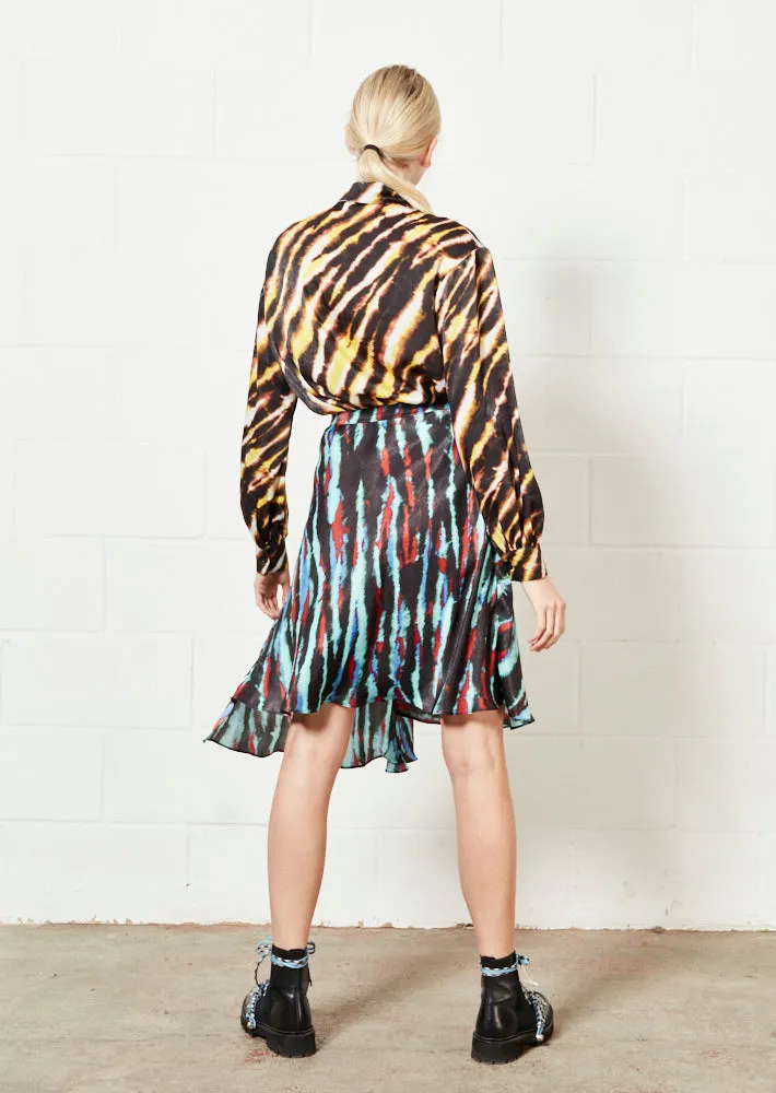 House of Holland Asymmetric Tie Dye Mini Skirt