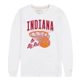 Indiana Hoosiers Go Big Red Retro Basketball Long Sleeve White T-Shirt