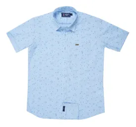JDC Boy's Light Blue Printed Shirt
