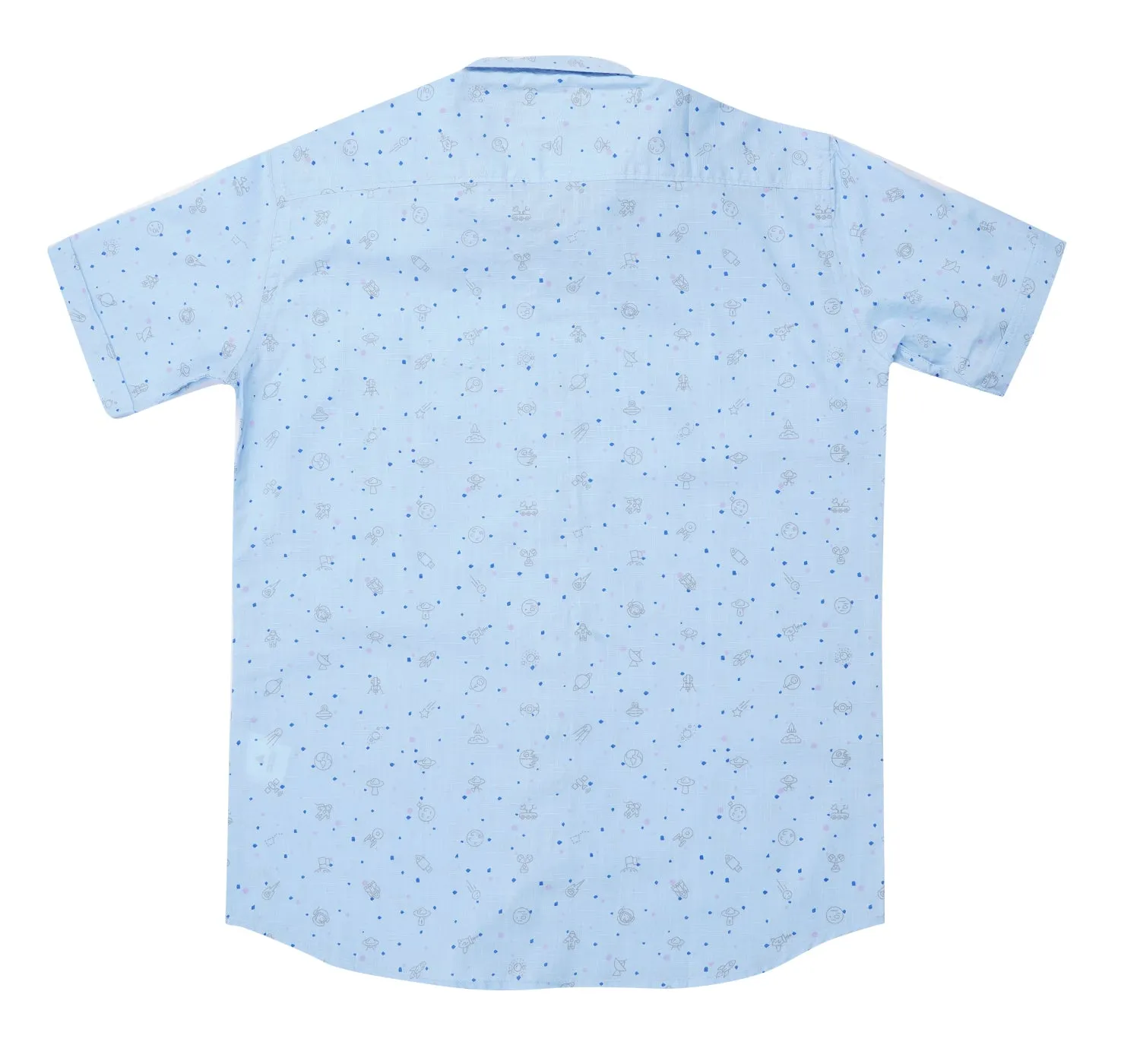 JDC Boy's Light Blue Printed Shirt
