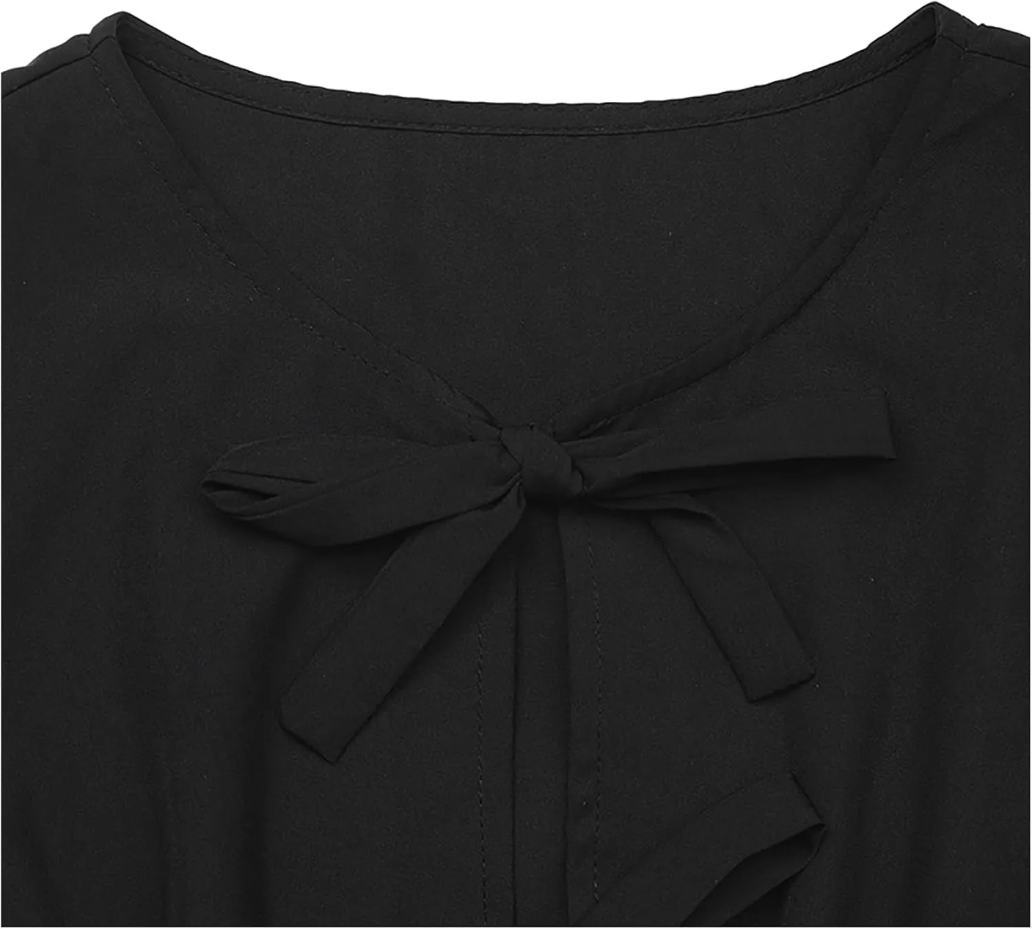 JOAU Womens 2025 Summer Casual Short Puff Sleeve Dresses A Line Bow Tie Front Babydoll Loose Cute Pleated Party Mini Dress