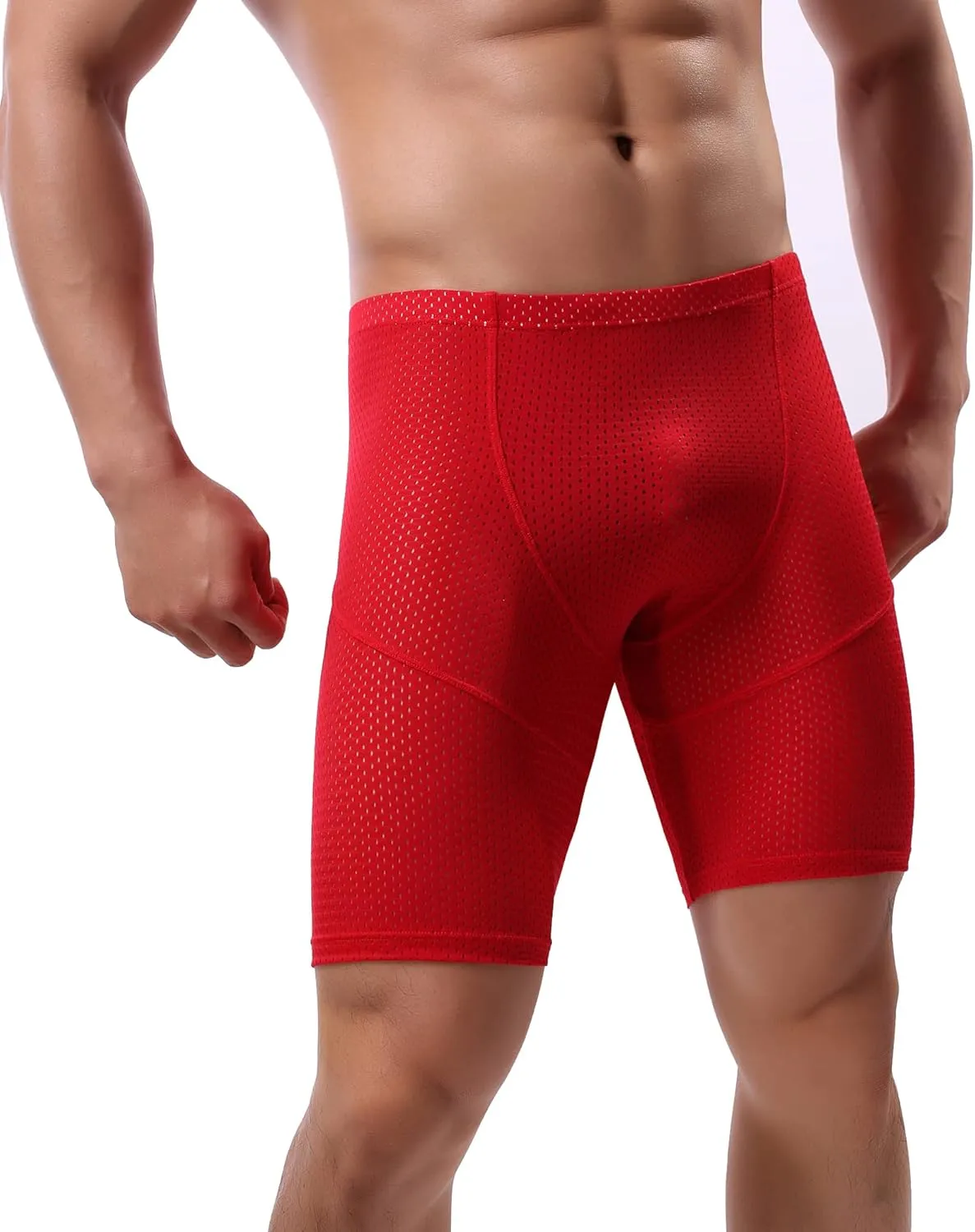 Linemoon Mens Tight Yoga Workout Shorts Mesh Gym Training Shorts