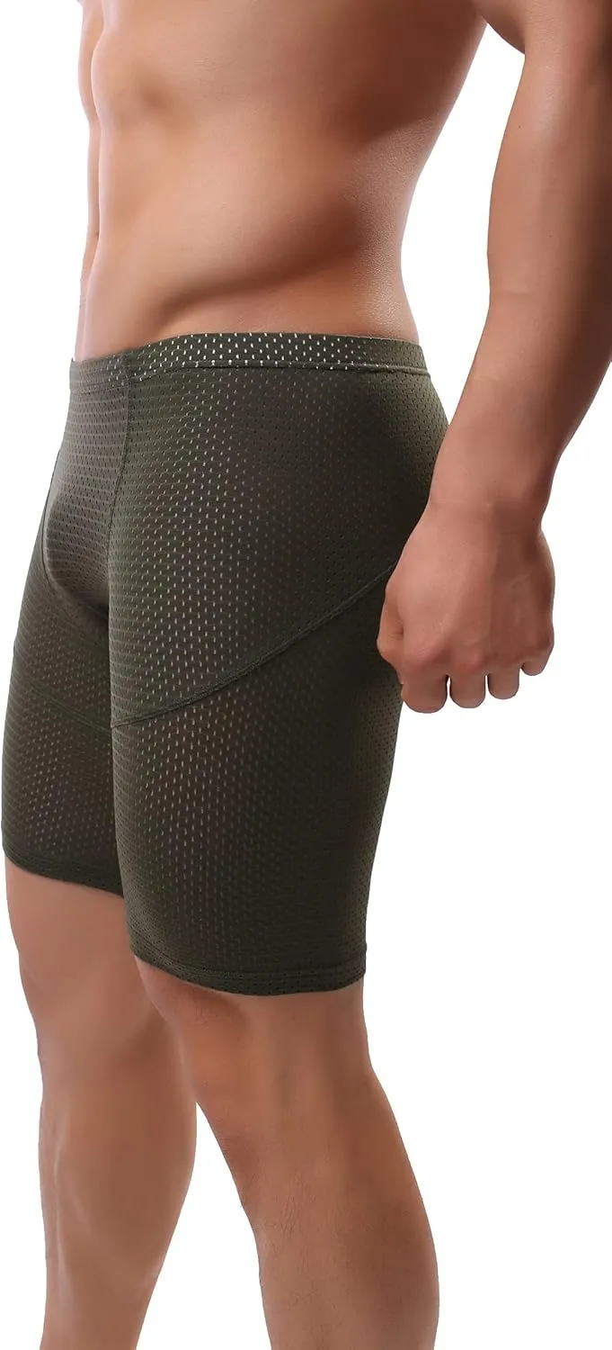 Linemoon Mens Tight Yoga Workout Shorts Mesh Gym Training Shorts