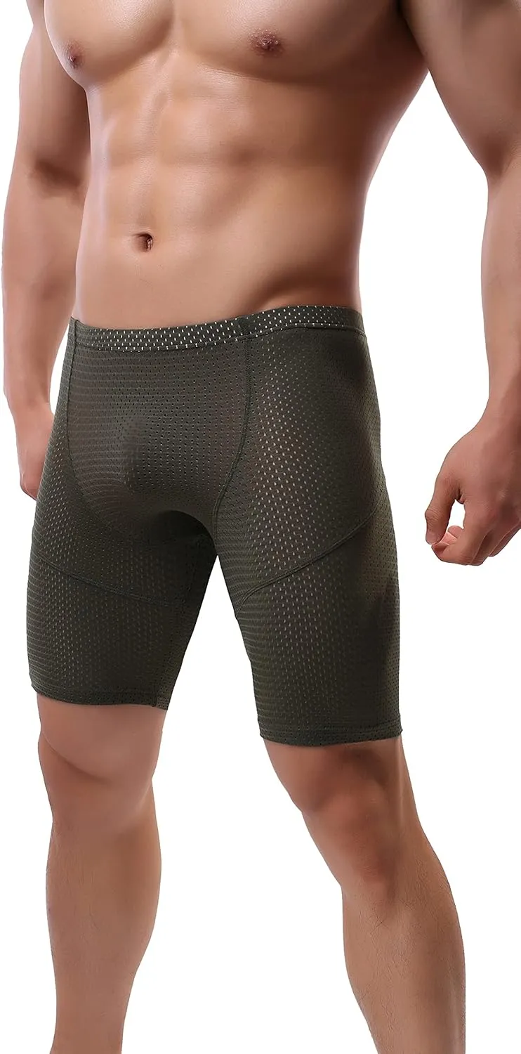 Linemoon Mens Tight Yoga Workout Shorts Mesh Gym Training Shorts