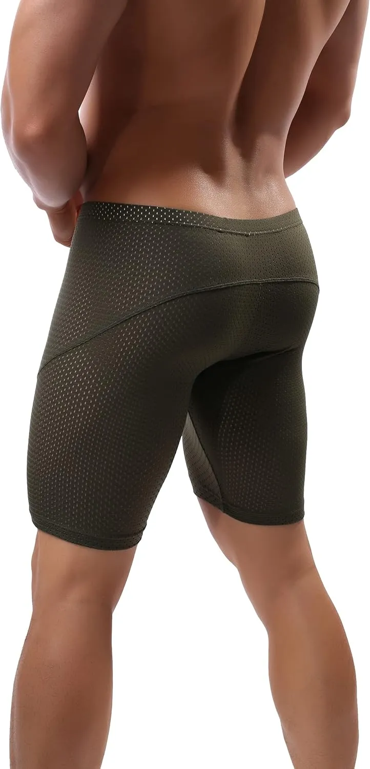 Linemoon Mens Tight Yoga Workout Shorts Mesh Gym Training Shorts