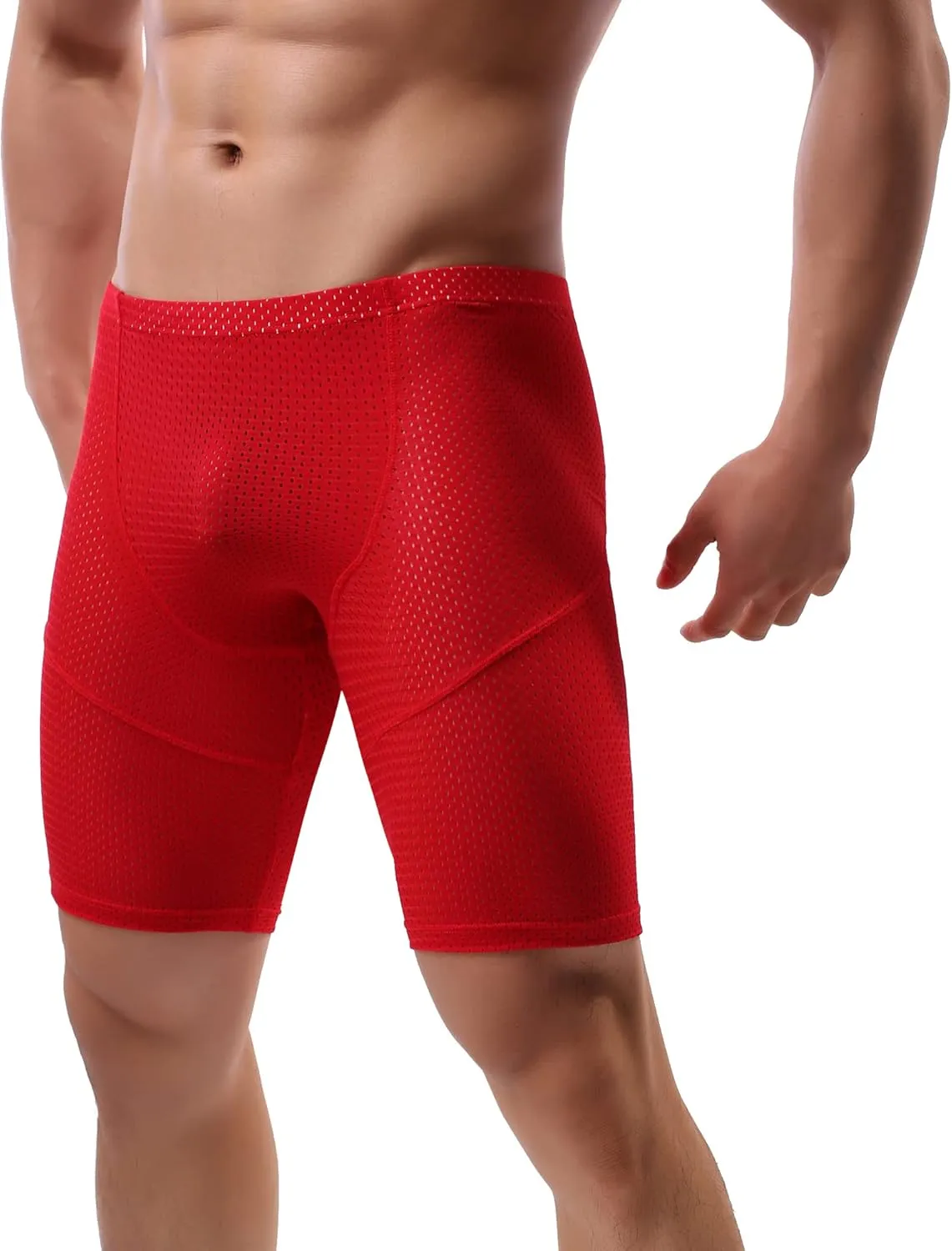 Linemoon Mens Tight Yoga Workout Shorts Mesh Gym Training Shorts