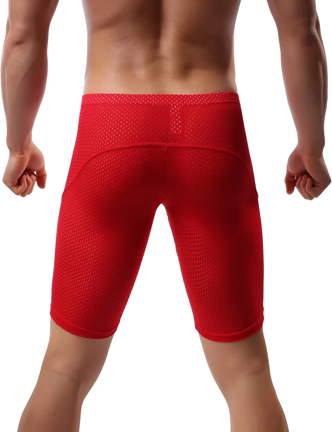 Linemoon Mens Tight Yoga Workout Shorts Mesh Gym Training Shorts