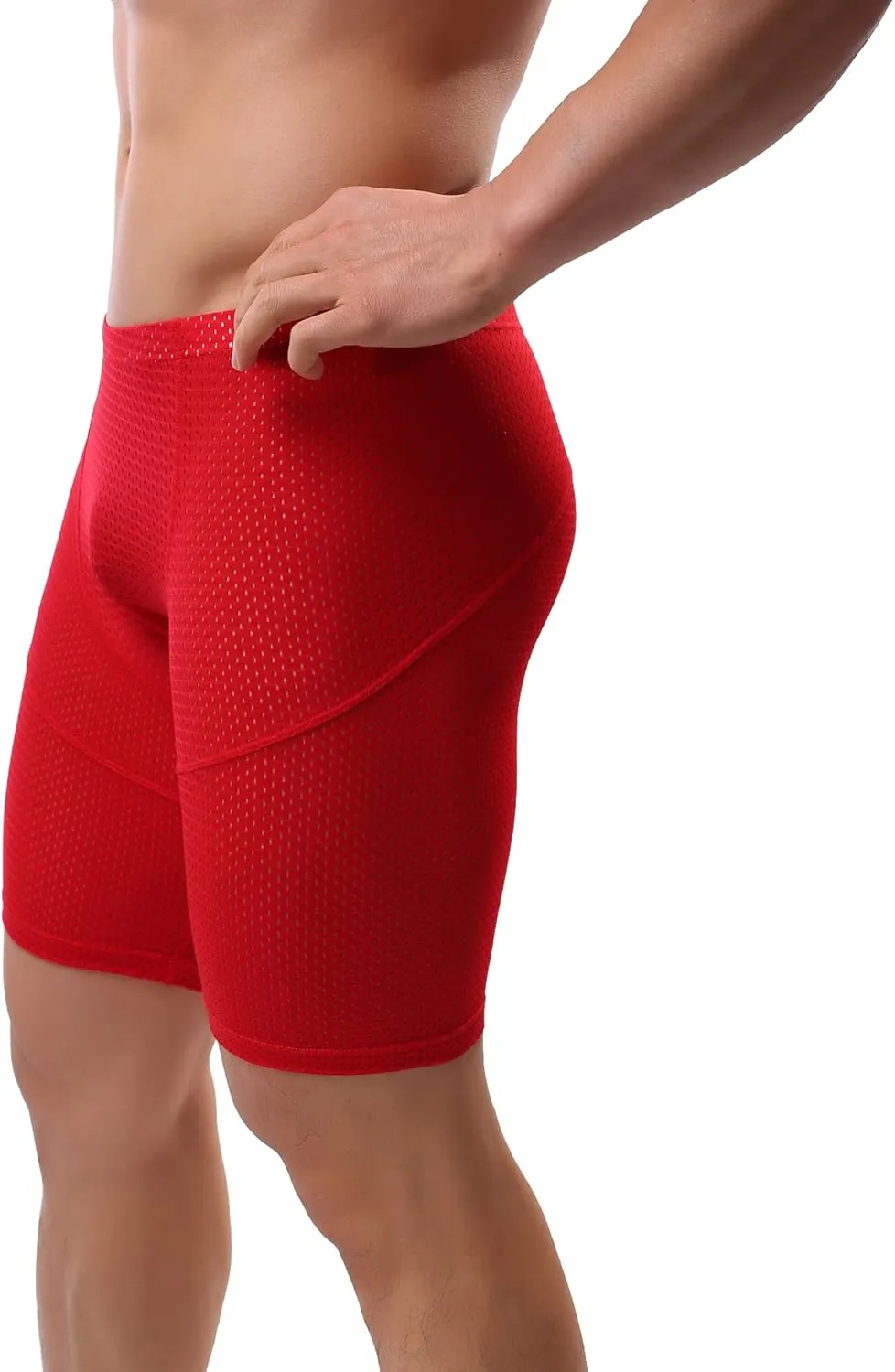 Linemoon Mens Tight Yoga Workout Shorts Mesh Gym Training Shorts