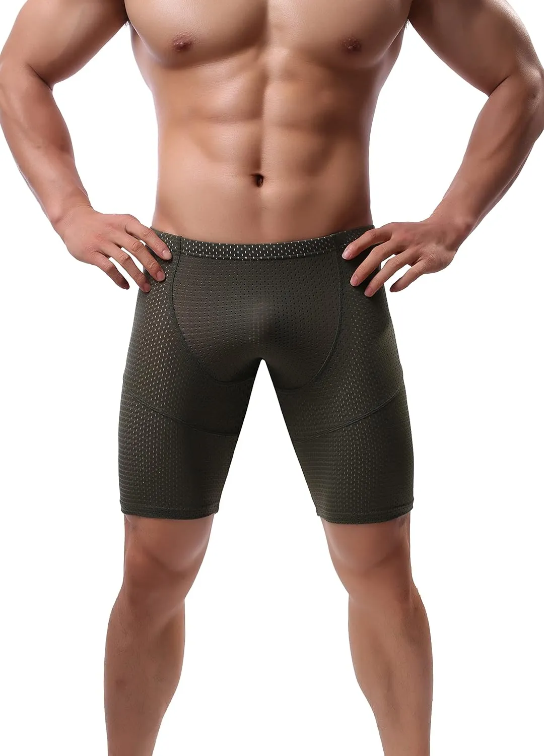 Linemoon Mens Tight Yoga Workout Shorts Mesh Gym Training Shorts