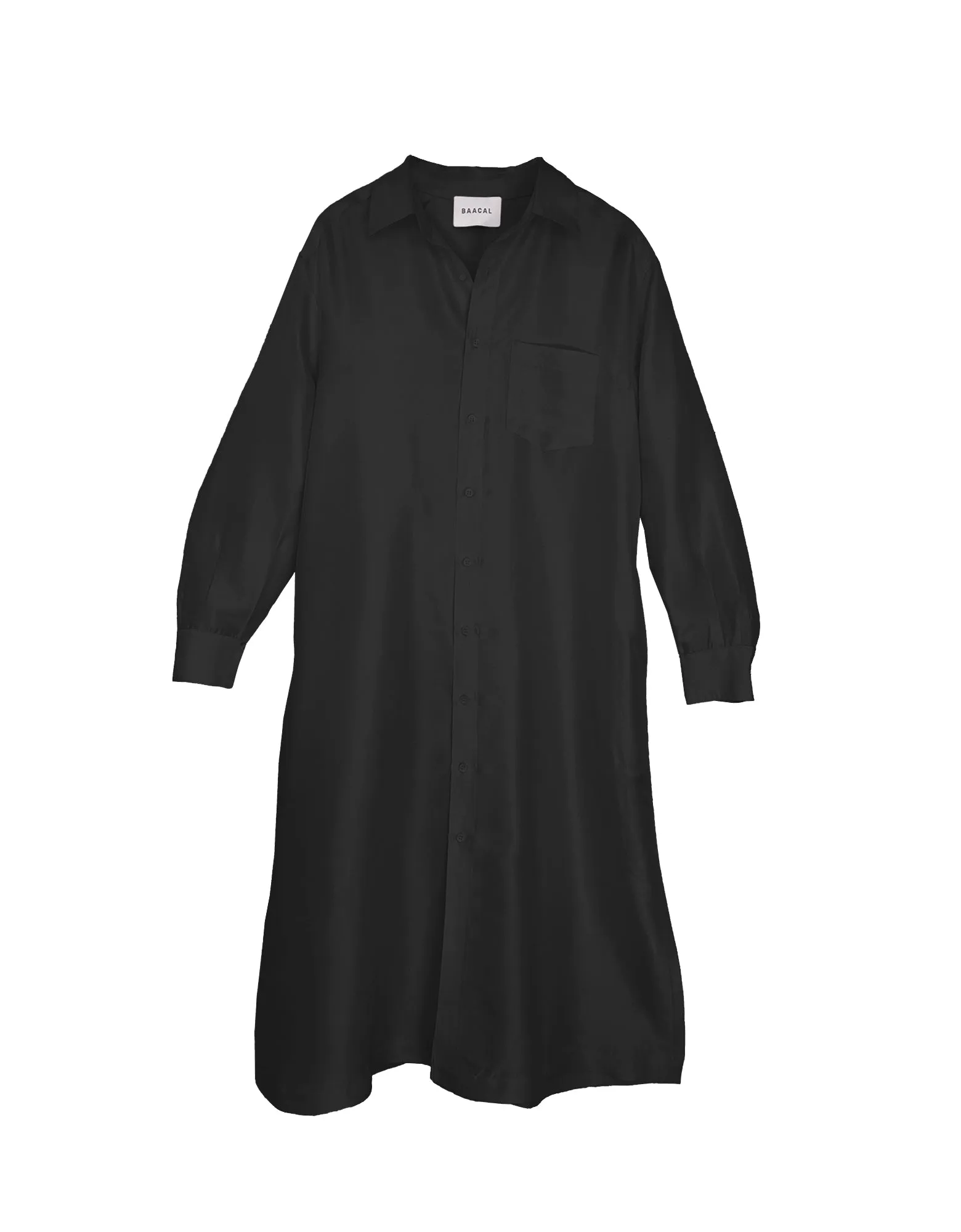 Long Dupioni Shirtdress in Black