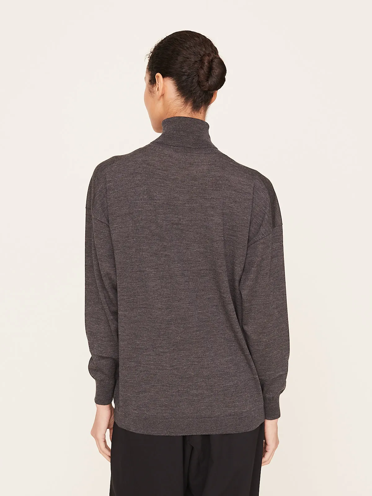 Loose Fit Turtle Sweater in Dark Grey