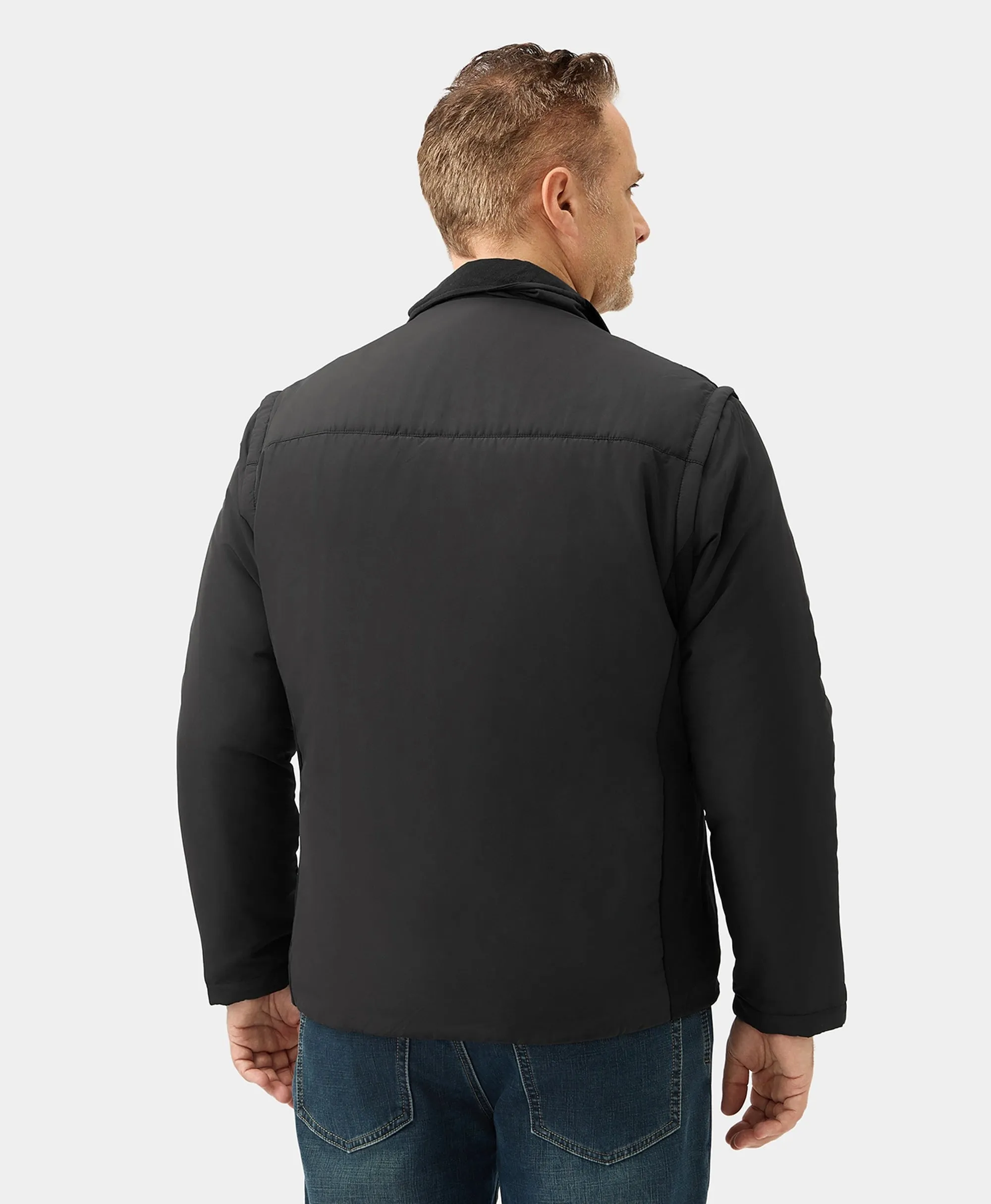 Mens Versatile Heated Golf Jacket with Detachable Zip-Off Sleeves