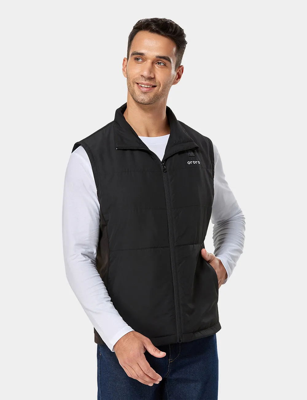 Mens Versatile Heated Golf Jacket with Detachable Zip-Off Sleeves