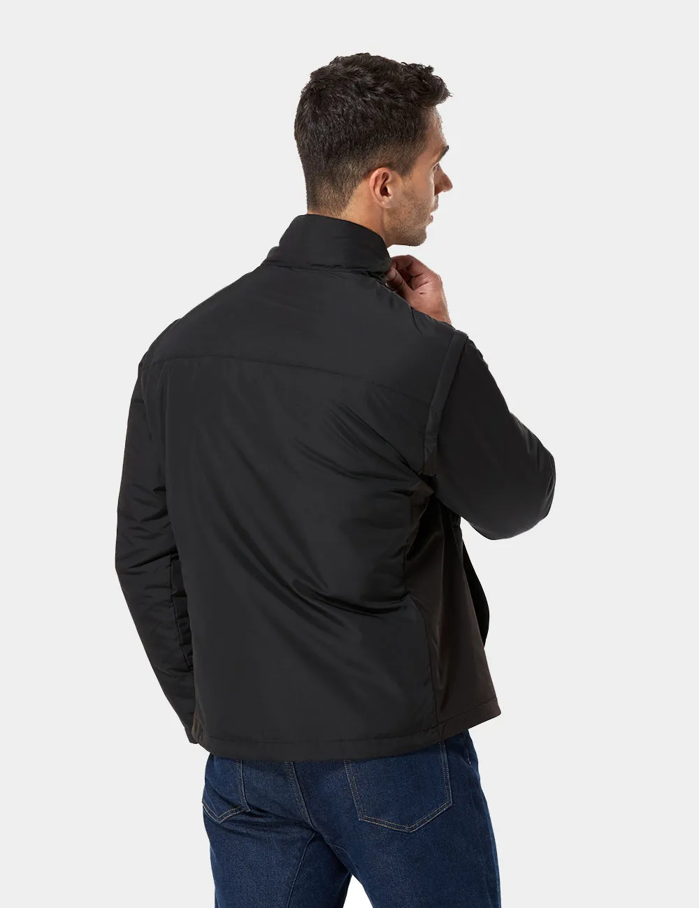 Mens Versatile Heated Golf Jacket with Detachable Zip-Off Sleeves
