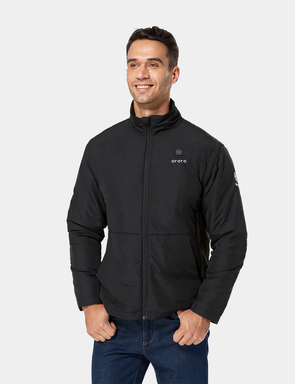 Mens Versatile Heated Golf Jacket with Detachable Zip-Off Sleeves