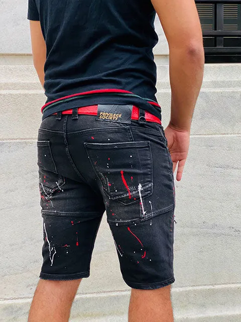 Men's Optic Black Denim Shorts