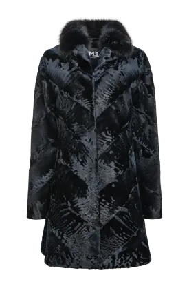 Navy Blue Russian Broadtail & Sable Fur Coat