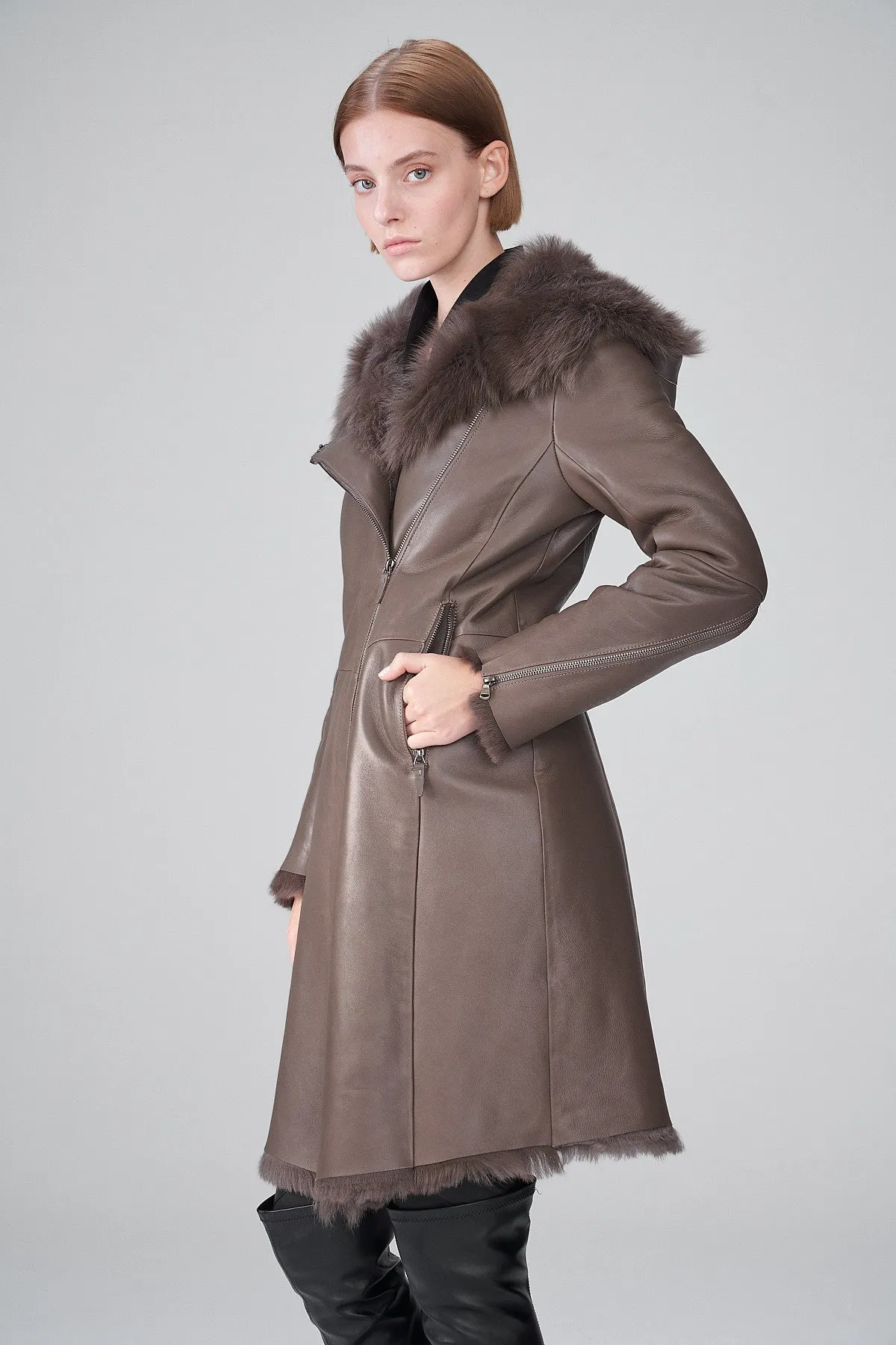 Nude Shearling Coat