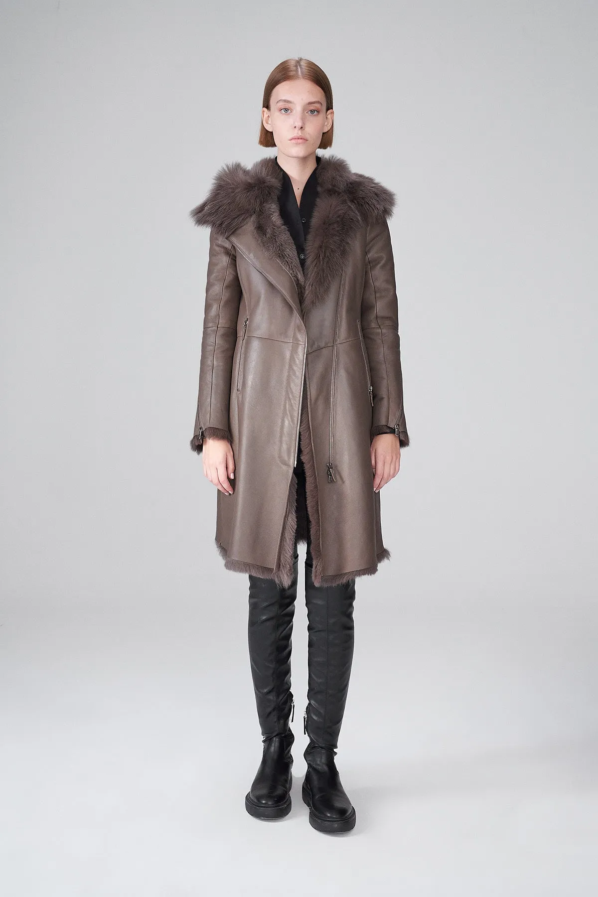 Nude Shearling Coat
