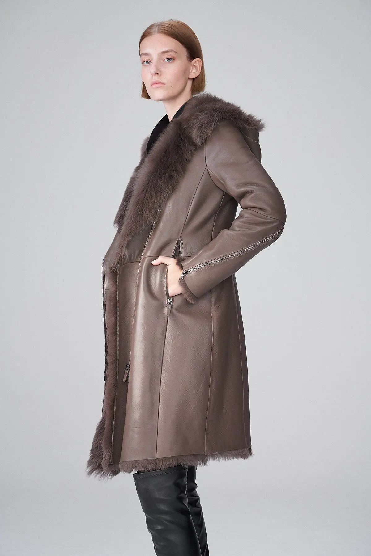 Nude Shearling Coat