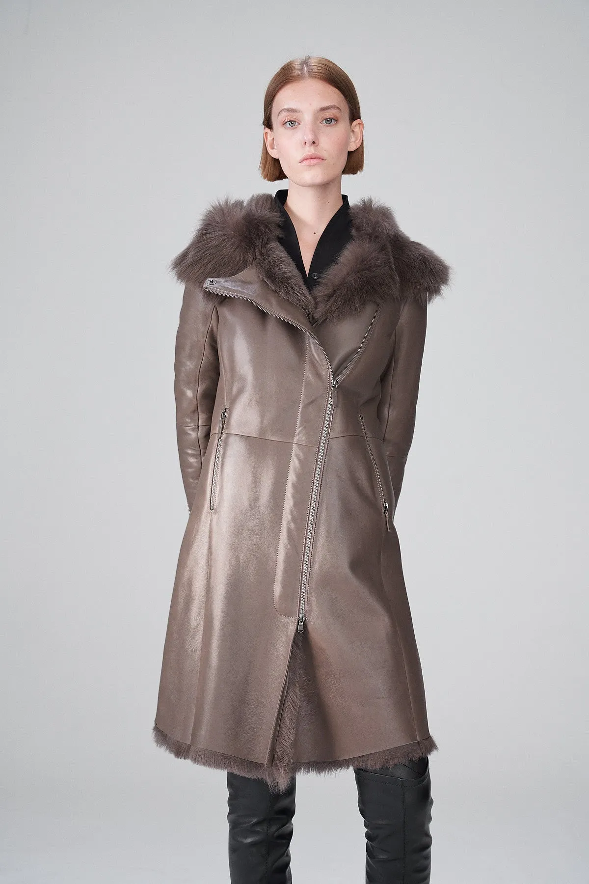 Nude Shearling Coat