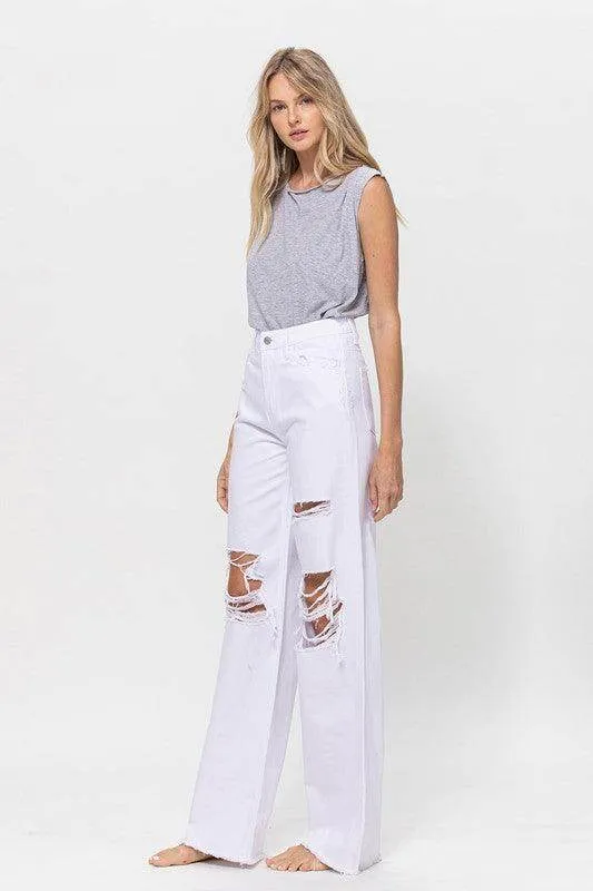 Optic White Vintage Loose Jeans Denim Pants