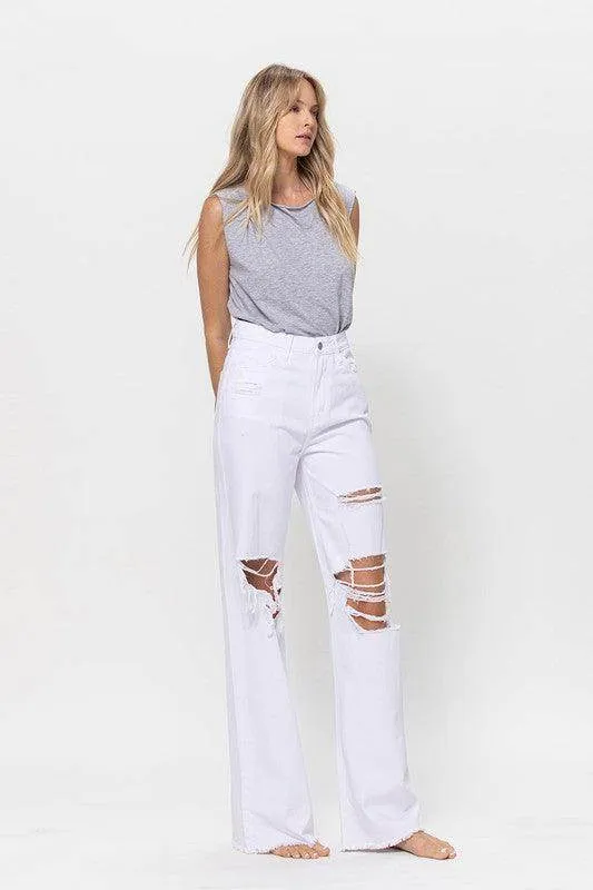 Optic White Vintage Loose Jeans Denim Pants