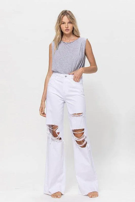 Optic White Vintage Loose Jeans Denim Pants