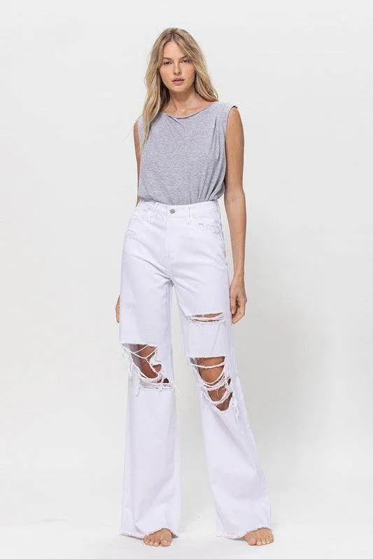 Optic White Vintage Loose Jeans Denim Pants