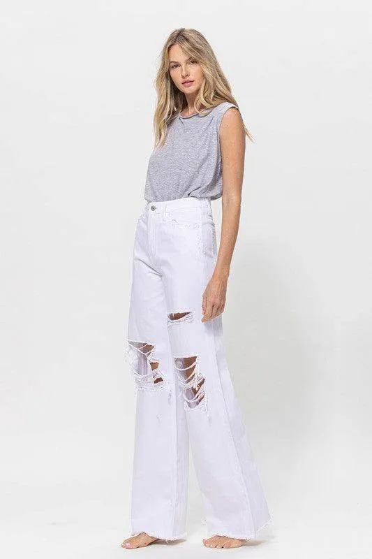 Optic White Vintage Loose Jeans Denim Pants