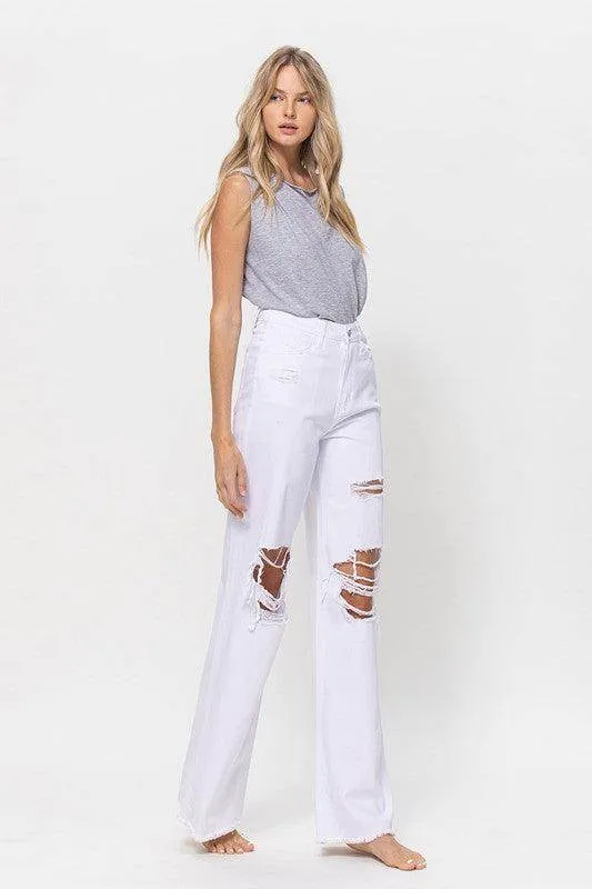 Optic White Vintage Loose Jeans Denim Pants