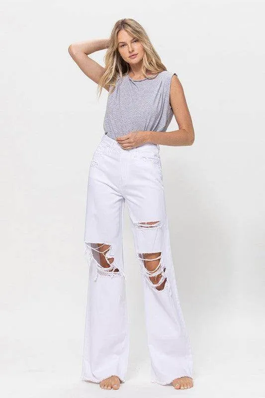 Optic White Vintage Loose Jeans Denim Pants