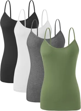 Orrpally Basic Cami Tank Tops Women Lightweight Camisole Stretch Tank Top Adjustable 4-Pack
