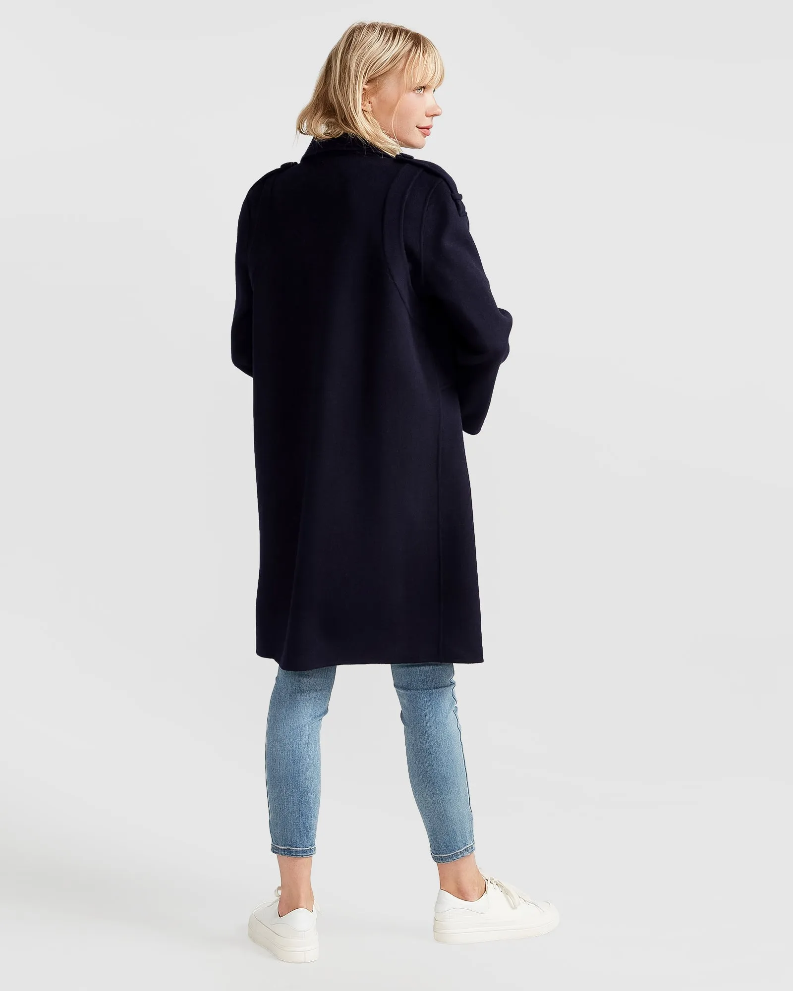 Palm City Wool Blend Coat - Navy