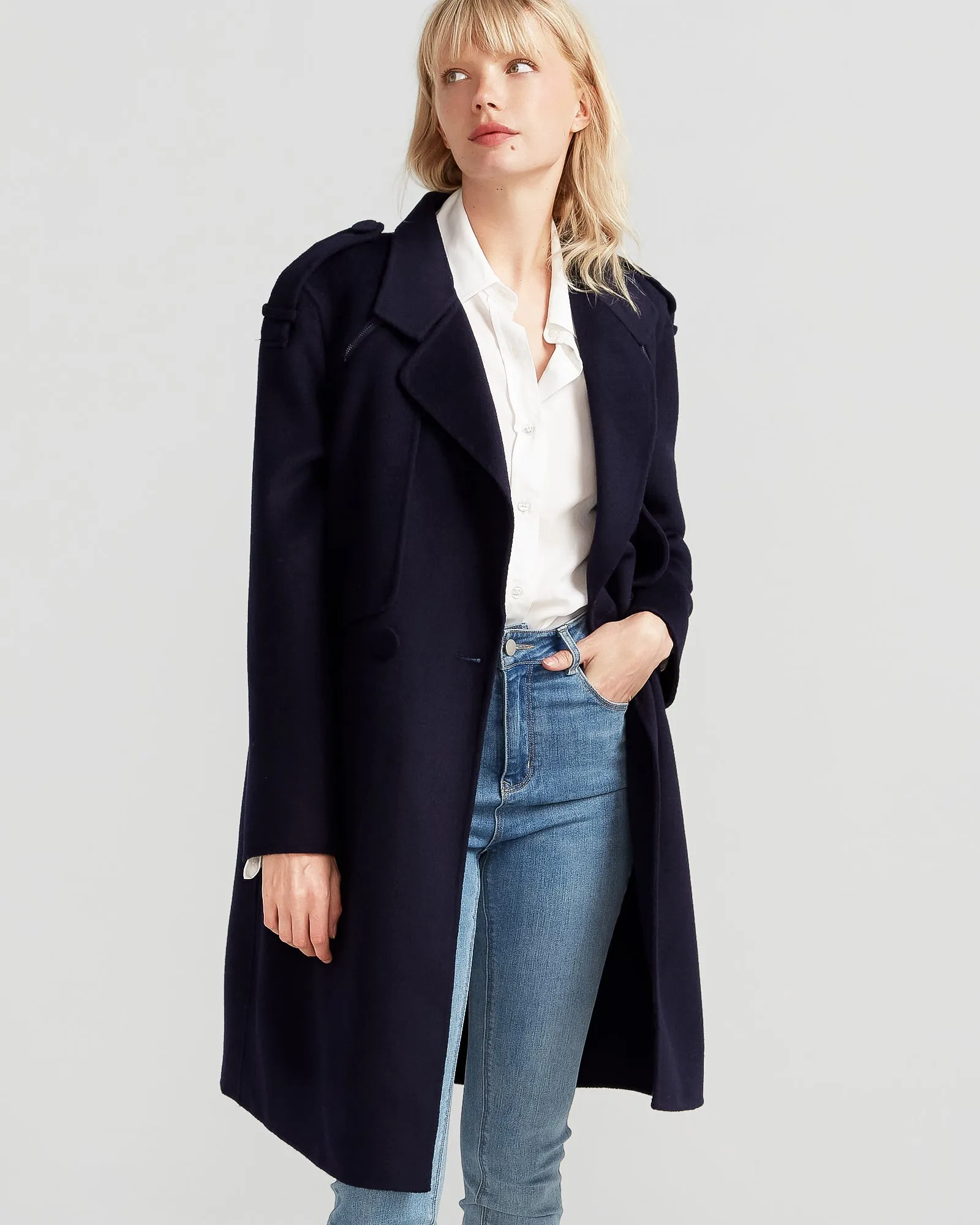 Palm City Wool Blend Coat - Navy