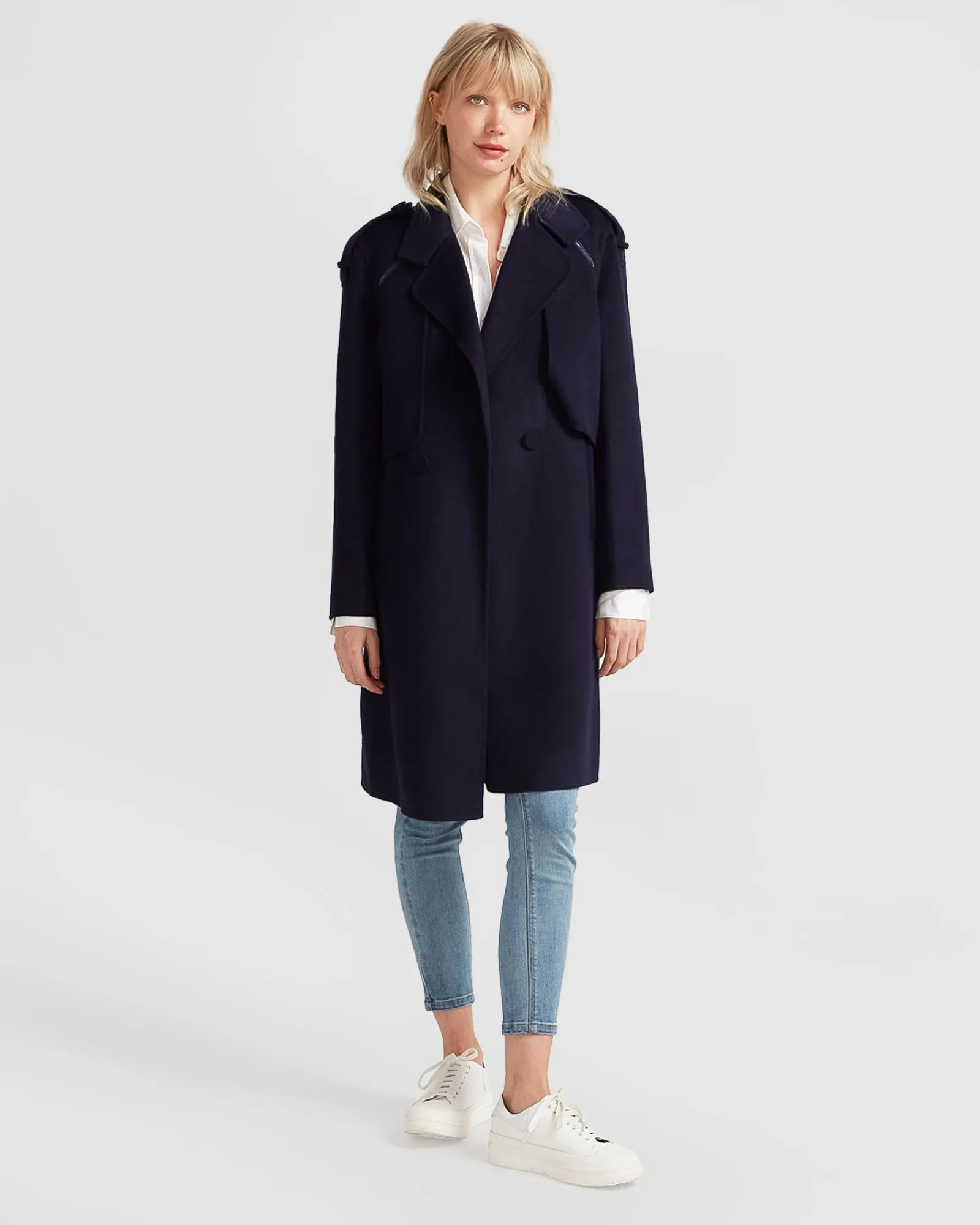 Palm City Wool Blend Coat - Navy