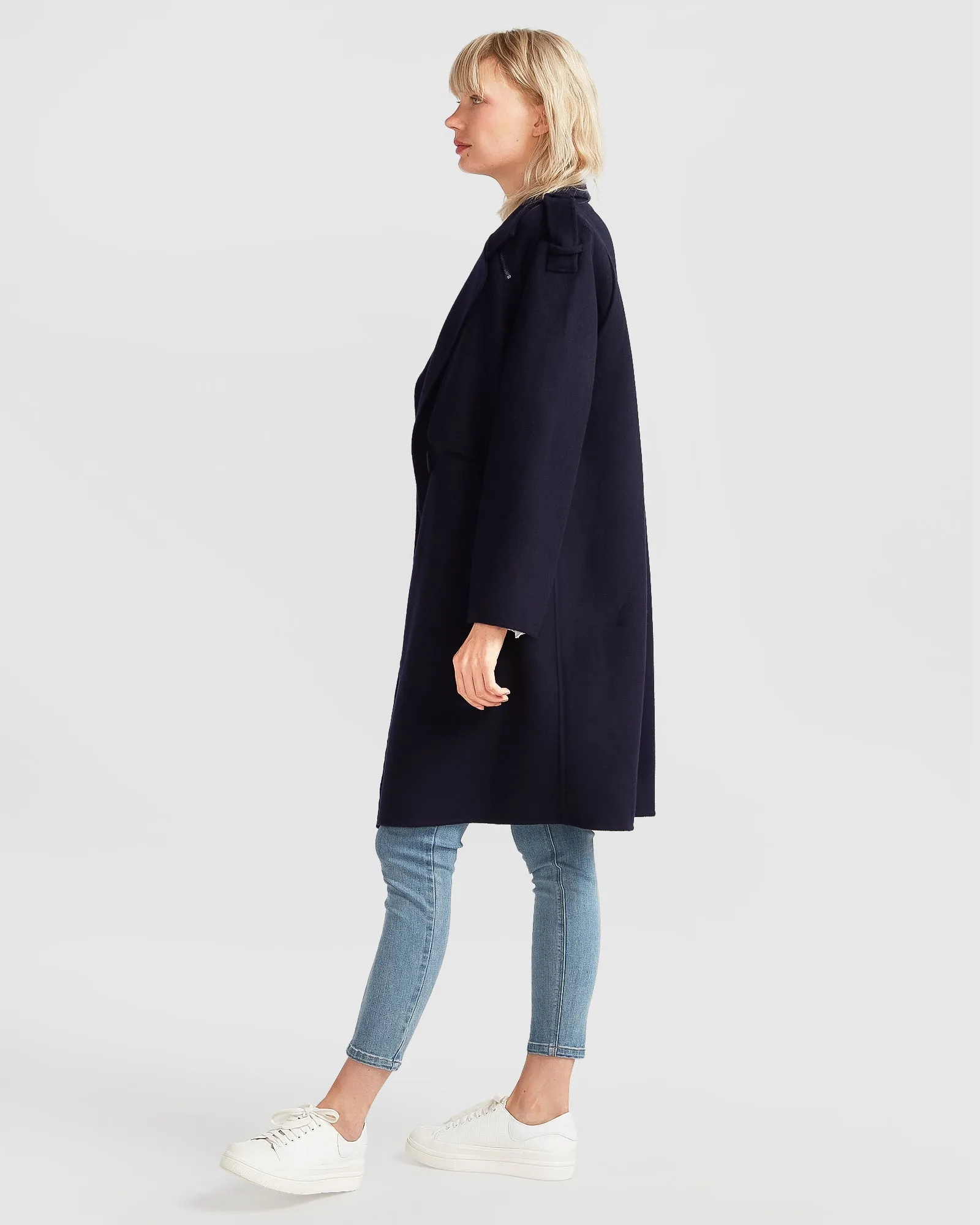 Palm City Wool Blend Coat - Navy
