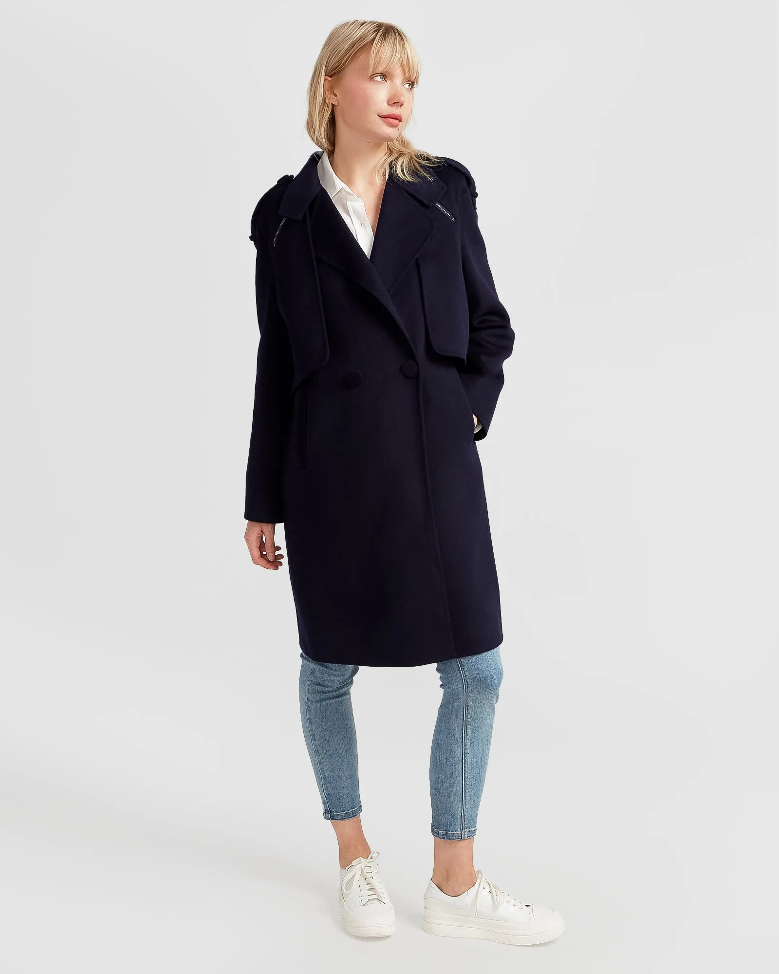 Palm City Wool Blend Coat - Navy
