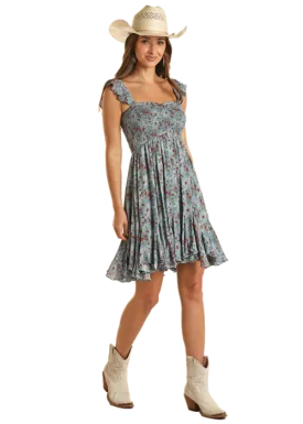 Panhandle Slim® Women's Rock & Roll Cowgirl  Blue Floral Print Sleeveless Dress