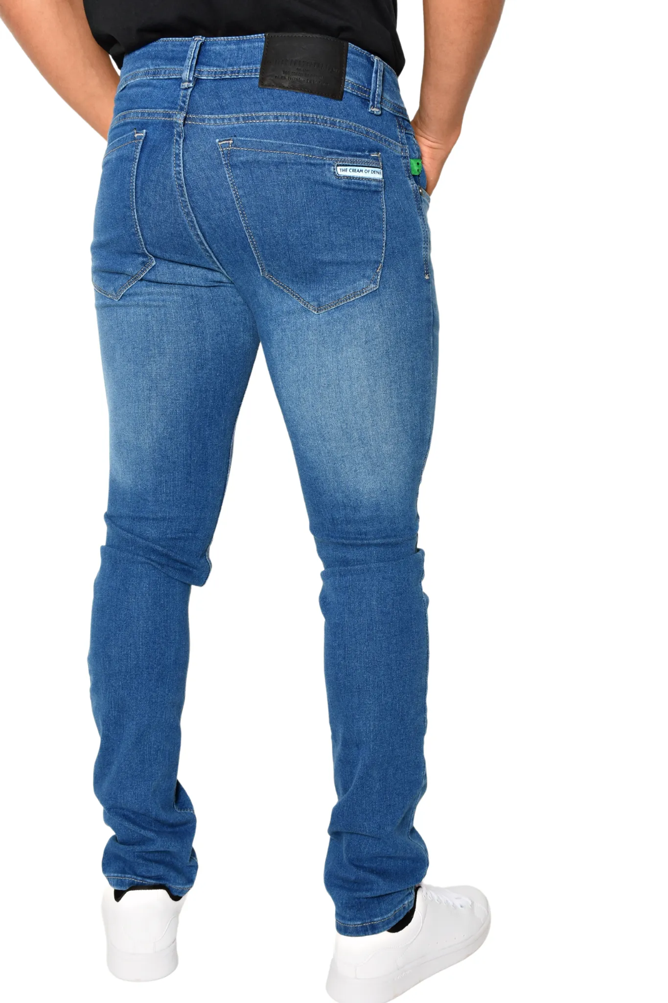 Pantalón de Mezclilla Azul Rasgado Olas Detalle The Cream Of Demin