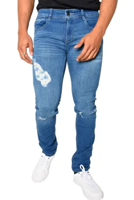 Pantalón de Mezclilla Azul Rasgado Olas Detalle The Cream Of Demin