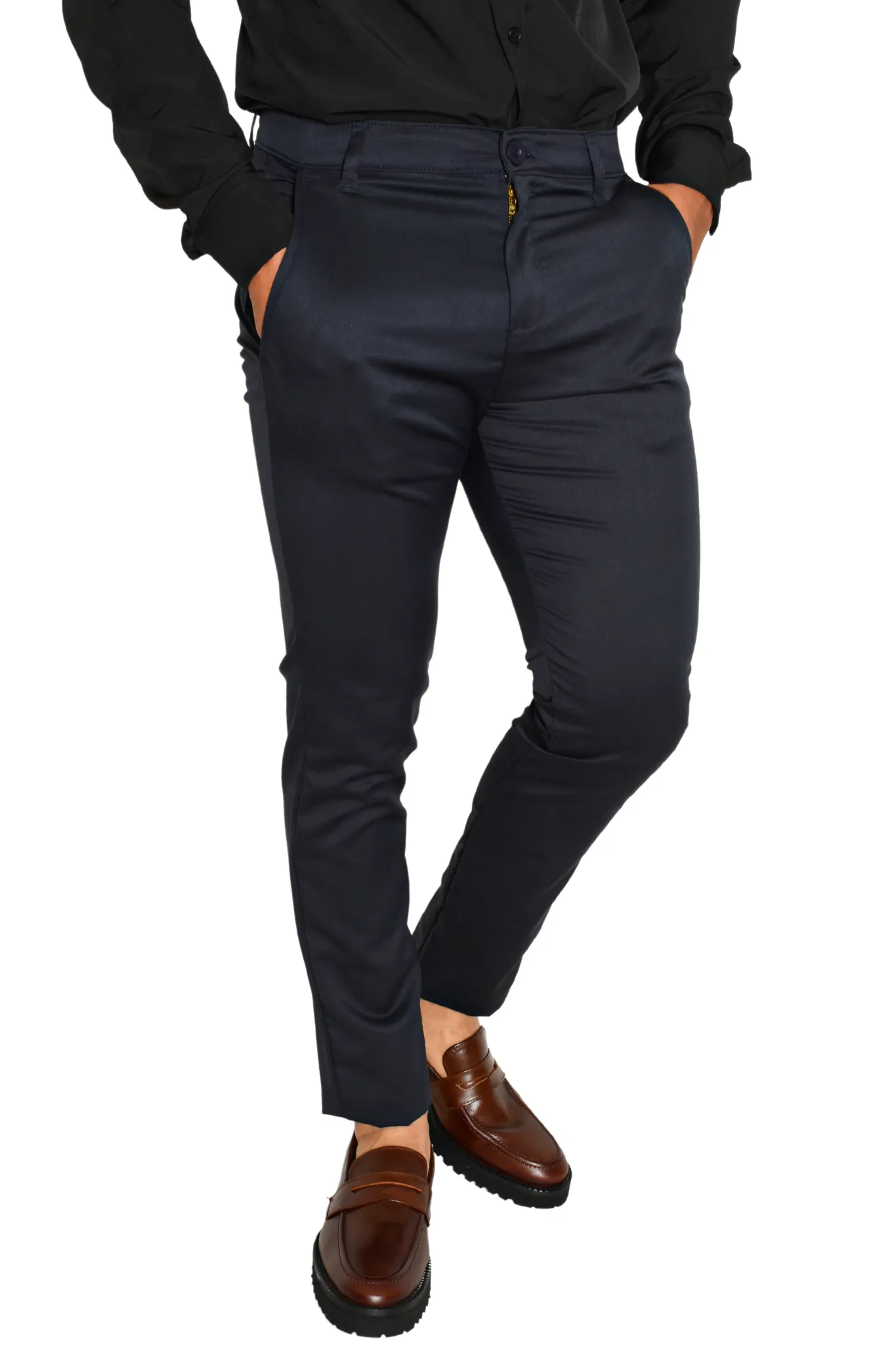 Pantalón de Vestir Liso Slim Lyon Azul Marino