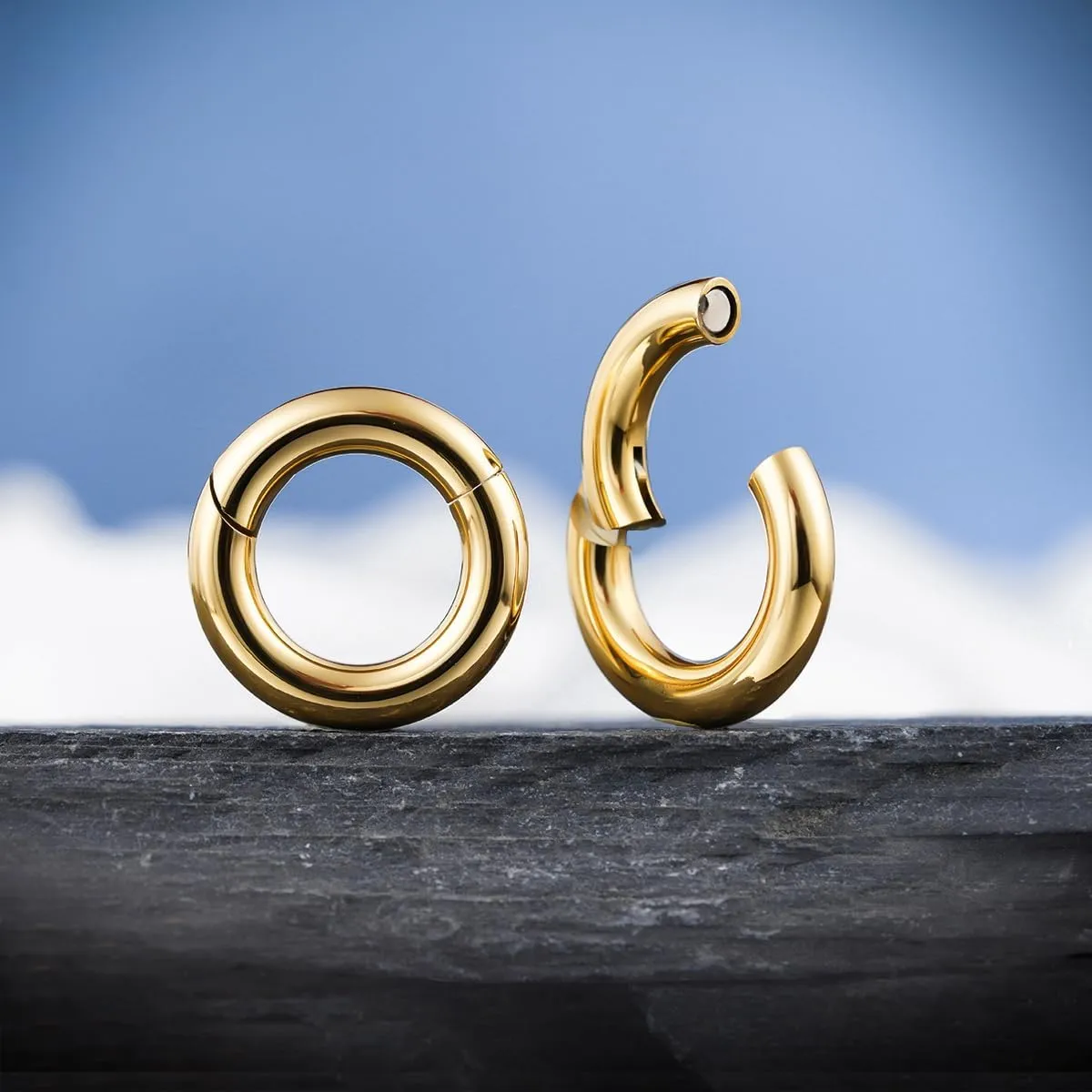 PONWAG 1 Pair Seamless Ear Weight Hoop Gauge Earrings For Stretched Ears Dangle Gauge Hanger 2g 0g 00g Plug Tunnels For Ear Women Body Piercing Jewelry
