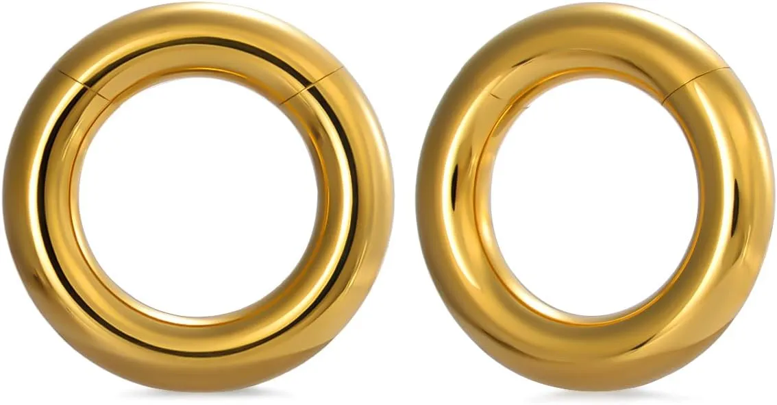 PONWAG 1 Pair Seamless Ear Weight Hoop Gauge Earrings For Stretched Ears Dangle Gauge Hanger 2g 0g 00g Plug Tunnels For Ear Women Body Piercing Jewelry