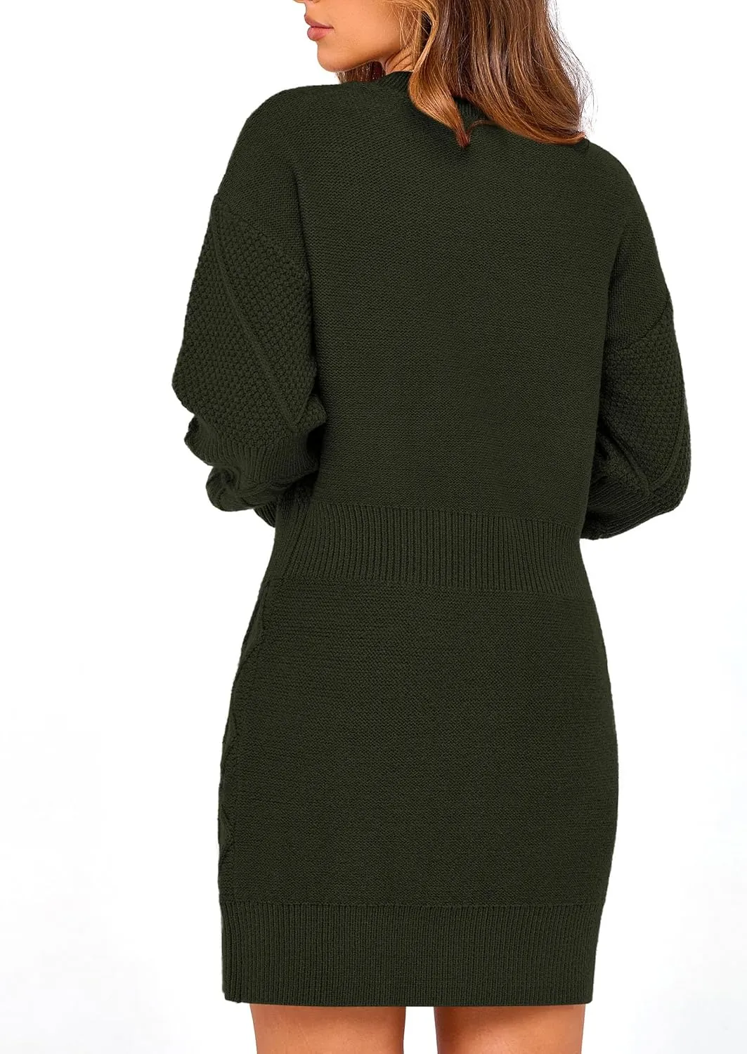 PRETTYGARDEN Women's Winter Long Sleeve Short Sweater Dress Chunky Ribbed Knit Tunic Pullover Oversized Fall Sweaters