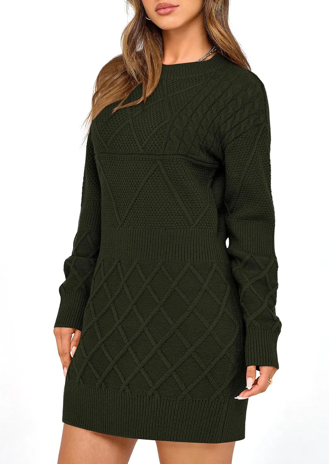 PRETTYGARDEN Women's Winter Long Sleeve Short Sweater Dress Chunky Ribbed Knit Tunic Pullover Oversized Fall Sweaters