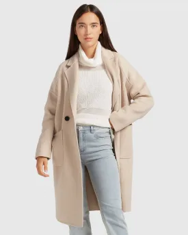 Publisher Double-Breasted Wool Blend Coat - Sand
