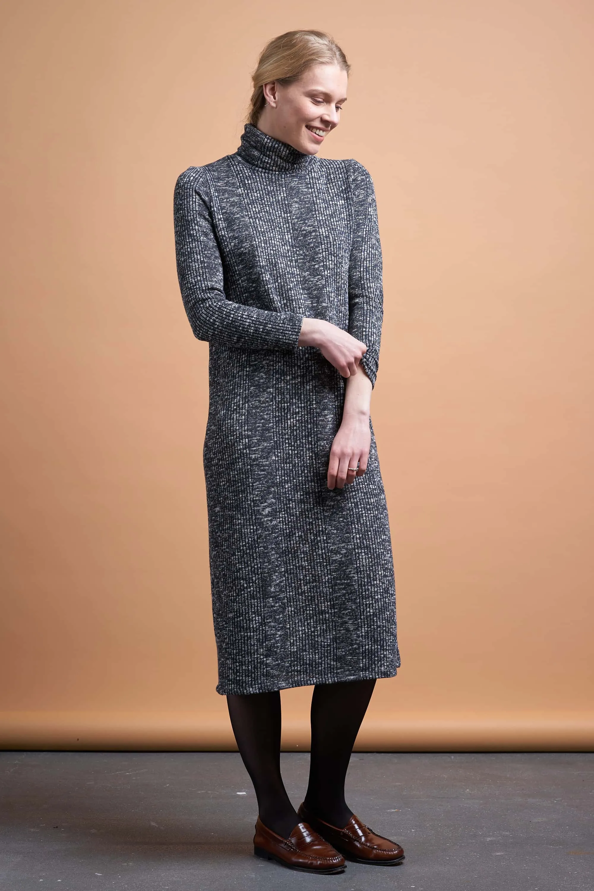 rib dress grey