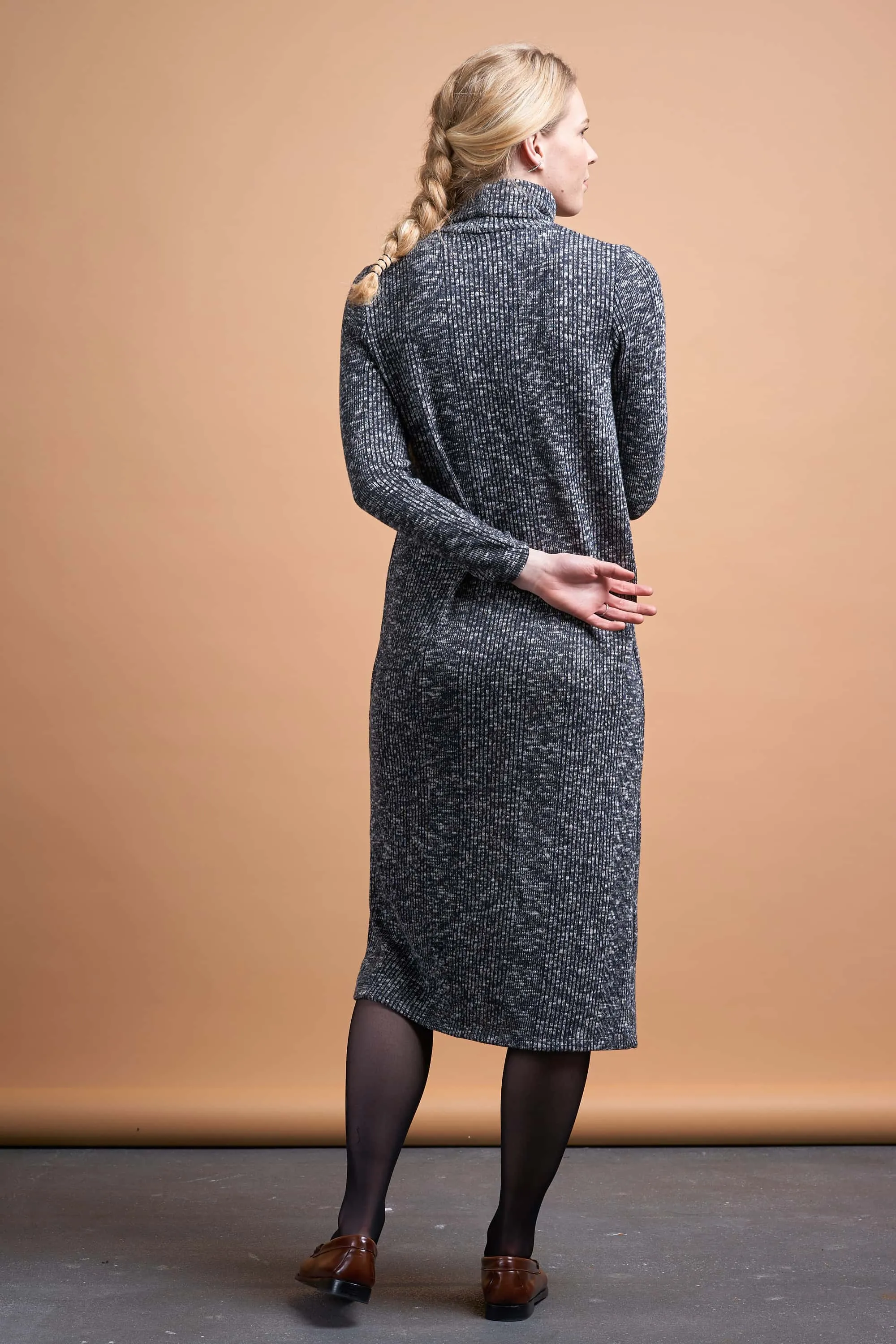rib dress grey