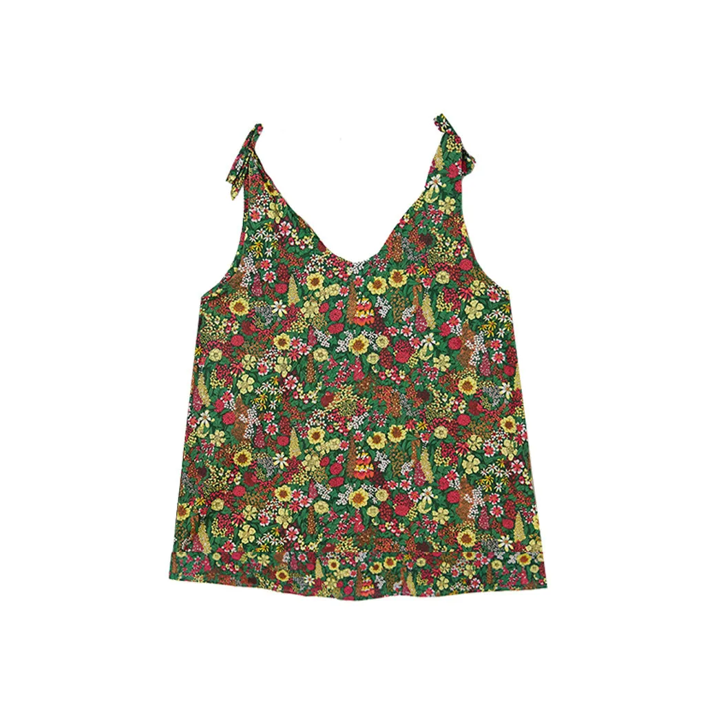 SAMPLE - Tie Top Tank - Green Floral